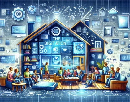 Familias utilizando tecnología educativa para aprender juntos