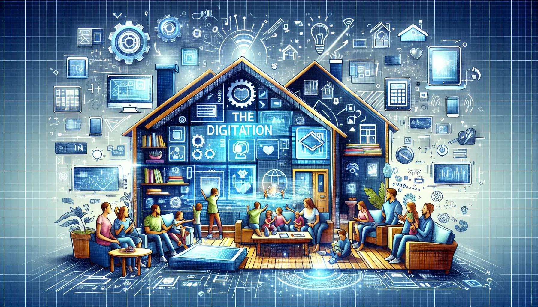 Familias utilizando tecnología educativa para aprender juntos