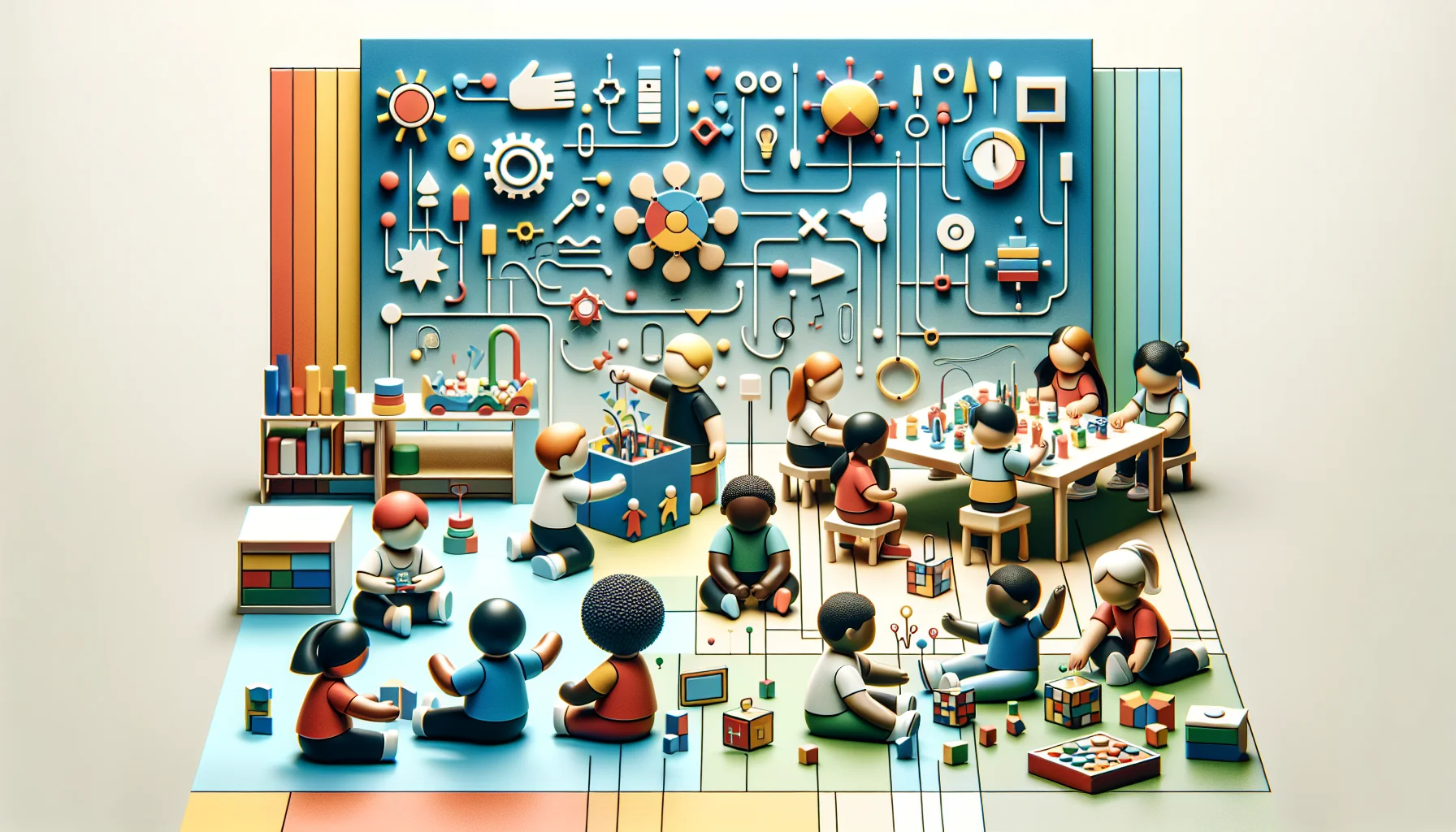 Grupo de niños jugando y compartiendo en un ambiente de cooperación que refleja empatía