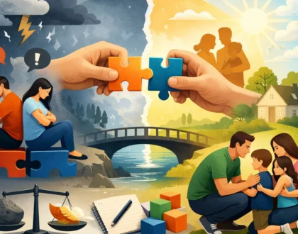 Grupo de personas sentadas en círculo teniendo una conversación constructiva sobre resolución de conflictos